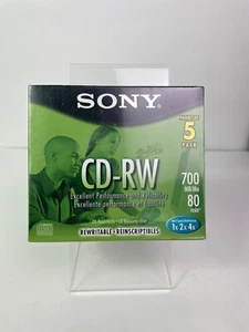 New Sealed Sony -CD-RW-5 Pack - Picture 1 of 4