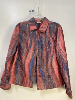 Women’s Erin London Coral/Blue Front Button Shiny  Blazer/Jacket Size M - Image 1 of 4
