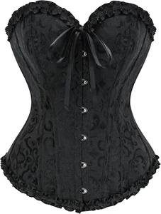 Corset Top for Women,Bustier Shapewear Lingerie,Lace Waist Pushup Bodysuit,Black - Picture 1 of 10