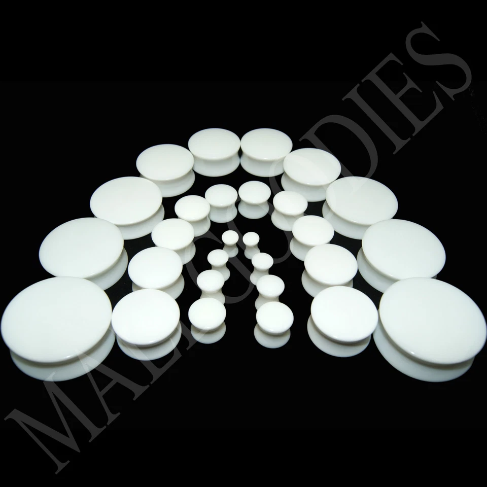 Tampões de ouvido V018 acrílico duplo alargamento branco sela sólida 10G a 1-1/4" 2,5 a 32mm - Imagem 1 de 1