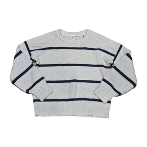 New Abercrombie Kids Girl White Navy Striped Sparkle Long Sleeve Sweater 15 16 - Picture 1 of 5