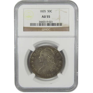 1835 Capped Bust Half Dollar AU 55 NGC Silver 50c Coin - Picture 1 of 4