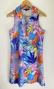 Boston Proper Lush Escape Kleid Gr. S bunt tropisch Blumen 1/4 Reißverschluss ärmellos - Bild 1 von 7