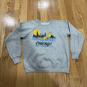 Felpa vintage anni 80 Chicago Surfer City Skyline girocollo piccola - Foto 1 di 3