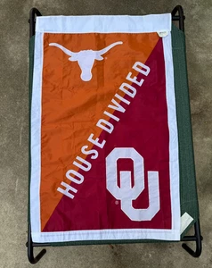 Texas Longhorns Oklahoma Sooners Haus geteilte Hausflagge doppelseitig 42,5x27 - Bild 1 von 6