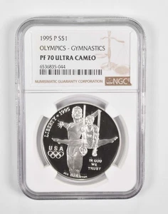 PF70 1995-P Commemorative $1 Olympics Gymnastics NGC Brown Label *1834 - Picture 1 of 5