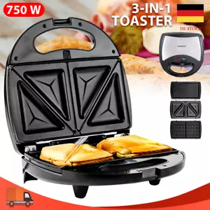 3-in-1 Sandwich Set Maker Toaster Waffeleisen Toast Grill Panini Presse 750 Watt - Bild 1 von 12