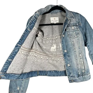 Abercrombie De Colección Camionero Envejecido Denim Chaqueta Suéter Forrado L Junior/Niños Talla - Imagen 1 de 11