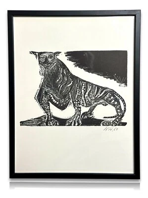 Karl Heinz Hansen-Bahia 1915-1978 - Holzschnitt - 'Leopard' 1960 - signiert - Bild 1 von 4