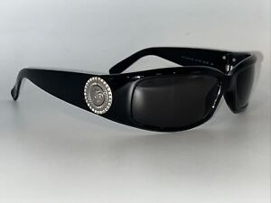 Versace 4044-B Sunglasses Black Silver Coin Medusa Swarovski Crystals Case