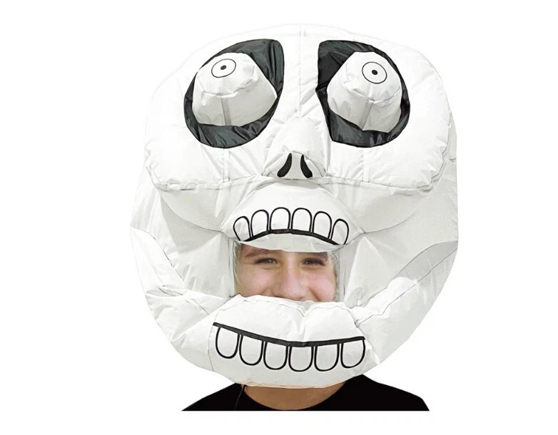 Skeleton Bobblehead Inflatable Mask - White/Black - Costume Accessory - Adult - Image 1 of 1