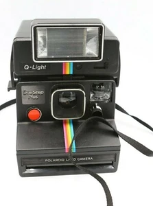 Macchina fotografica terrestre istantanea Polaroid One Step Plus vintage con custodia Q Light Rainbow - Foto 1 di 7