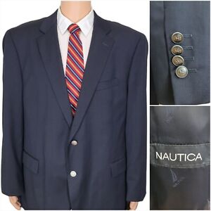 Nautica Silver Button Blazer (48R) Navy Blue Suit Jacket Indian Head Sport Coat 