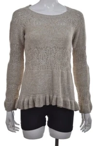 Maglione donna DKNY Jeans taglia M beige scollo a scoop manica lunga cotone top - Foto 1 di 4