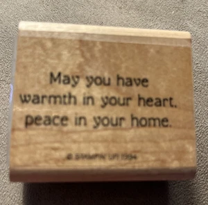 Stampin Up Wood/Rubber Stamp MAY YOU HAVE WARMTH IN YOUR HEART… 2” x1.75” New - Bild 1 von 2