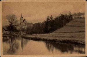 PENIG Sachsen AK um 1920 Teilpartie a.d. Mulde mit Kirche alte Postkarte - Bild 1 von 2
