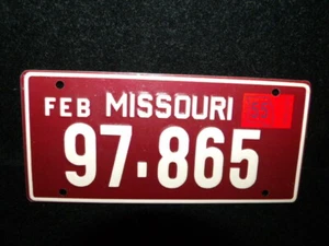 Vintage MISSOURI SAMPLE / CEREAL License Plate Bicycle USA 1955, B-11 - Picture 1 of 2