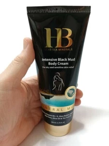 HB Total Black Mud Body Cream 200ml Dead Sea Mineral Dry Sensitive Skin Relief - Picture 1 of 8