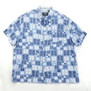 Nat Nast Shirt Mens XL Blue White Silk Short Sleeve Straight Classic Button-Up - Picture 1 of 12