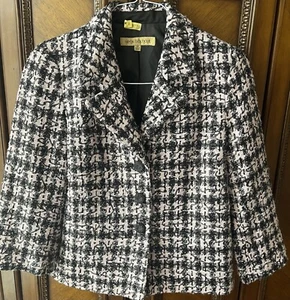 NIPON BOUTIQUE $139 Pink Nouveau 3/4 Sleeves Twees Sequined Blazer Jacket Sz 10 - Picture 1 of 4