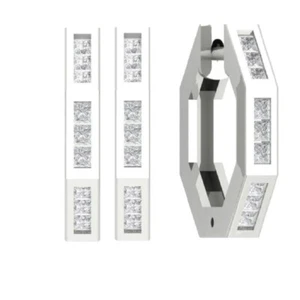 10k White Gold Lab Grown Diamond Hoop Earrings Gift for Women - Picture 1 of 5