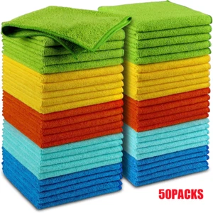 Microfiber Cleaning Cloth Towel Rag Car Polishing No Scratch Detailing Set of 50 - Picture 1 of 9