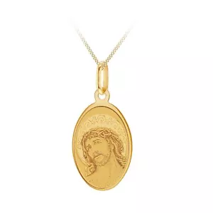Halskette mit ovalem Anhänger 9 kt Gelbgold Jesus Christus (18 Zoll) - Bild 1 von 7