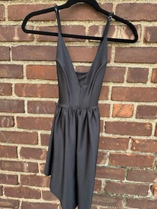 URBAN OUTFITTERS BLACK SILK MINI ROMPER SIZE S-P - Picture 1 of 4