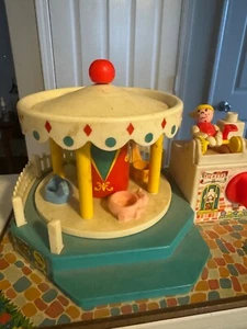 Vintage 70er Jahre Fisher Price Little People Merry Go Round funktioniert gebraucht - Bild 1 von 9