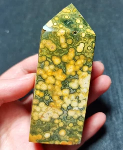 Rare 111.4G Natural Polished Orbicular Ocean Jasper Wand Point Healing B39 - Picture 1 of 12