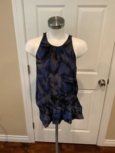Marc by Marc Jacobs Silk Blue/Gray/Black Patterned, W/ Peplum, Tank Top, Size XS - Picture 1 of 5