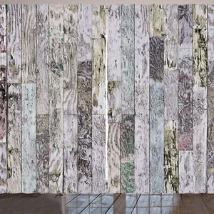 Holz Druck Rustikale Gardine Pastel Eiche Holzbretter - Bild 1 von 9