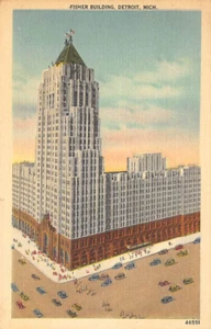 Cartolina MI: Fisher Building, Detroit, Michigan, Linen pubblicata 1948 - Foto 1 di 2