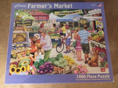 Jigsaw Puzzle Farmers Market 1000 Piece Factory Sealed New Vermont Made In USA - Image 1 of 4