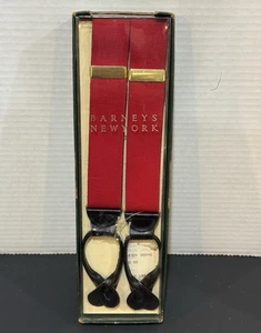 Vintage Barneys New York Herren verstellbar rot 1,25" Hosenträger Hosenträger Lederlaschen - Bild 1 von 5