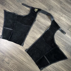 U.S. Made Co. Motorcycle Size 3XL Black Leather Chaps Adjustable Side Zip Unisex - Picture 1 of 15