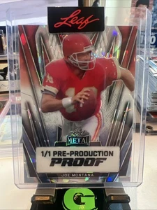 Joe Montana Leaf Pre-Production 1/1 Proof Red White Blue Cracked Ice - Picture 1 of 2