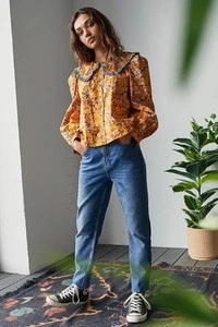 Jeans casual NUOVI BDG lavaggio medio Edie vita alta super slim orlo grezzo taglia 30 - Foto 1 di 10