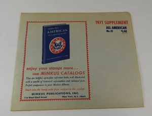 Minkus All American No. 21 páginas de álbum de estampillas suplementarias 1971 - Imagen 1 de 2