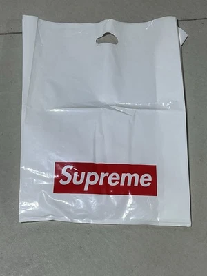Auténtico bolso de compras original Supreme grande de plástico rojo con logotipo de caja 16”x23” blanco Foto 1 de 4