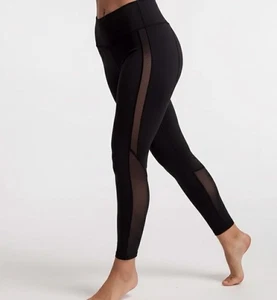 Calia Womens Essential Mesh 7/8 Nylon Spandex Leggings Pure Black M - Picture 1 of 10