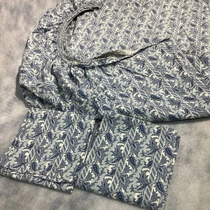 RARO lenzuolo Ralph Lauren a righe Paisley Queen FITTED e federe 2 ore BLU - Foto 1 di 11