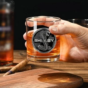 Shelby Super Snake Cobra Medallion 14 OZ Rocks Glass - Ford Mustang GT500 GT350 - Picture 1 of 5