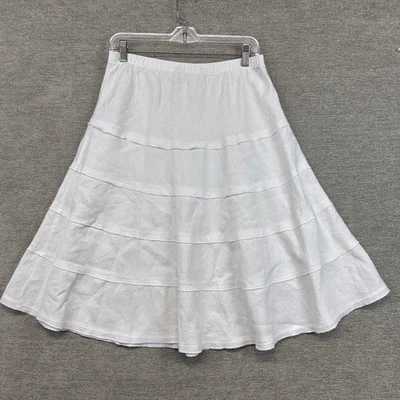 Falda Soft Surroundings de lino blanca limpia niña en capas faltas talla pequeña Foto 1 de 4