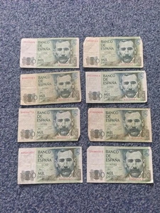 8 BILLETES USADOS CIRCULADOS ESPAÑA ESPAÑOL 8x 1000 PESETAS MIL PROBABLEMENTE CIRCA 1980 - Imagen 1 de 4