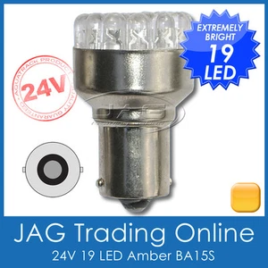 24V 19-LED BA15S 1156 AMBER AUTOMOTIVE GLOBE-Truck/Trailer/Caravan/RV Light Bulb - Picture 1 of 3