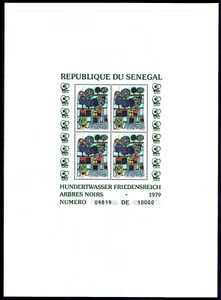 SENEGAL - SCOTT 512a, 513a, 514a - 1979 HUNDERTWASSER BLATT SET - POSTFRISCH - SCV $ 525 - Bild 1 von 3