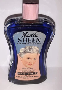 Vtg 50s Nestle SHEEN Gray Hair Deodorizing Hair Dress Full Bottle Vanity Decor - Picture 1 of 5