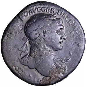 Trajan Æ Sestertius. Rome, AD 103-111. Conquête de l'Arabie RARE certificat d'authenticité commémoratif - Photo 1 sur 4