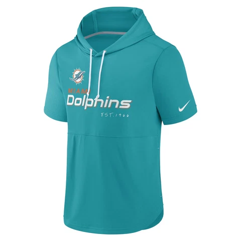 Miami Dolphins Nike Short Sleeve Pullover Hoodie Men's 2023 NFL MIA New Aqua Cover